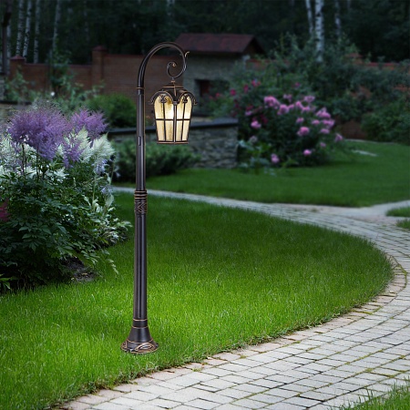 Уличный светильник на столбе Mira F черное золото IP33 GL 1001F Elektrostandard - фото