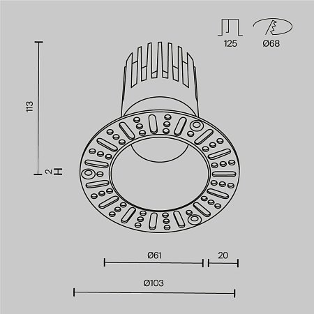 Встраиваемый светильник Technical DL122-15W-2.7K-TRS-B - фото