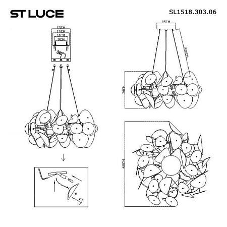 Светильник подвесной ST-Luce Латунь/Белый G9 6*5W 4000K SL1518.303.06 - фото