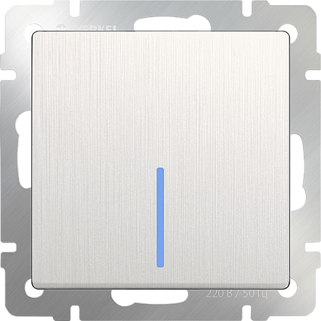 Выключатель одноклавишный проходной с подсветкой перламутровый рифленый WL13-SW-1G-2W-LED - фото