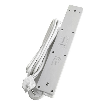 Сетевой фильтр 6-местный с/з STEKKER HM20-61-03 3x1мм2, 3 м, серия Optima, белый - фото