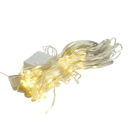 Светодиодная гирлянда Feron CL26 занавес Водопад  2*2м  + 3м 230V 5000К с контроллером, c питанием от сети, прозрачный шнур - фото