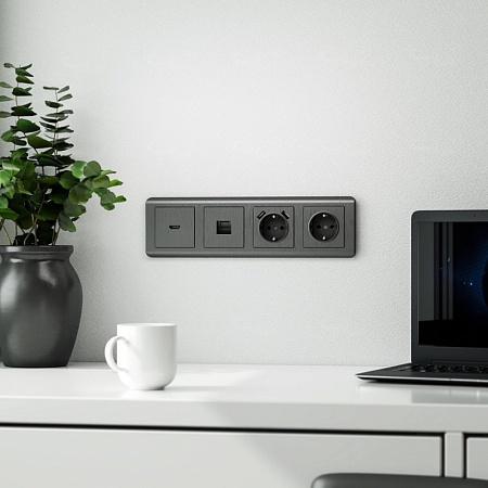 Накладка для розетки USB графит рифленый WL04-USB-CP - фото