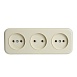 Розетка 3-местная б/з STEKKER, PST16-50-20 (RA 16-344-БЖ), пластик АВС, 250В, 16А, IP20, слоновая кость - фото