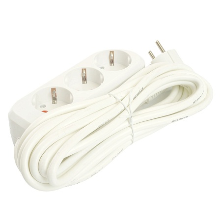 Удлинитель трехместный с/з  STEKKER HM06-31-07 3x1мм2, 7м, серия Home (У10-002), белый - фото