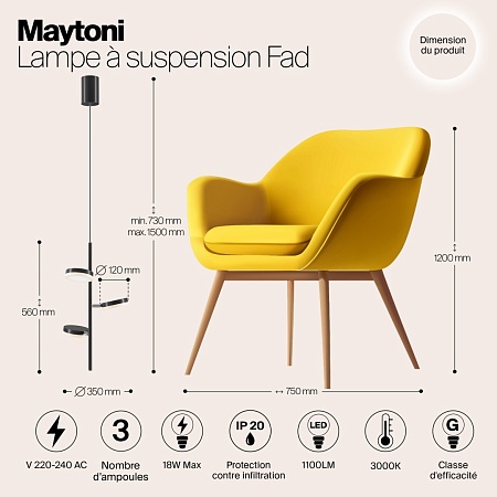 Подвесной светильник Maytoni Fad MOD070PL-L18B3K - фото