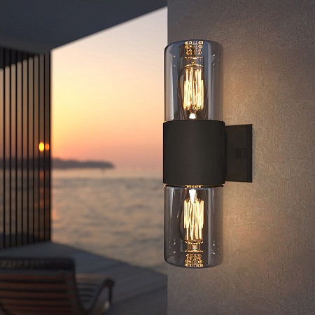 Уличный настенный светильник Roil чёрный IP54 35125/D Elektrostandard - фото