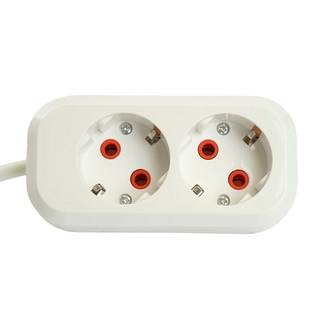 Удлинитель двухместный с/з  STEKKER HM06-21-07 3x1мм2, 7м, серия Home (У10-001), белый - фото