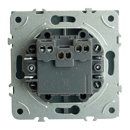 Выключатель 2-клавишный (механизм), STEKKER, 250В, 10А, серия Эмили, RSW10-5104-10, платиново-серый, soft touch - фото