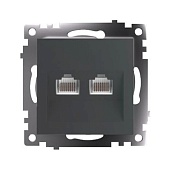 Розетка компьютерная 2-местная RJ-45 (механизм) STEKKER GLS00-7109-06 , серия Катрин, графит