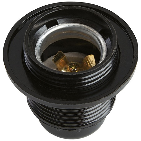 LH82 Патрон Е27 с кольцом, 250V, карболит, латунь, черный, размер 55*58 мм - фото