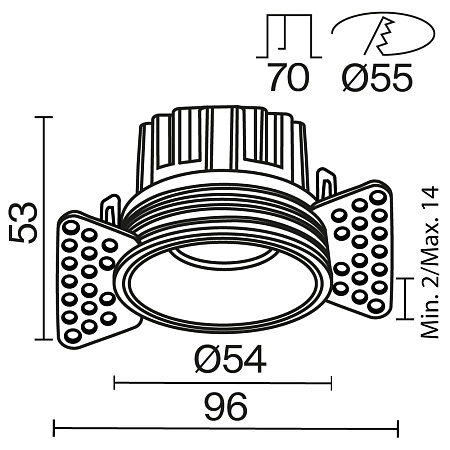 Встраиваемый светильник Technical Round DL058-7W3K-TRS-W - фото