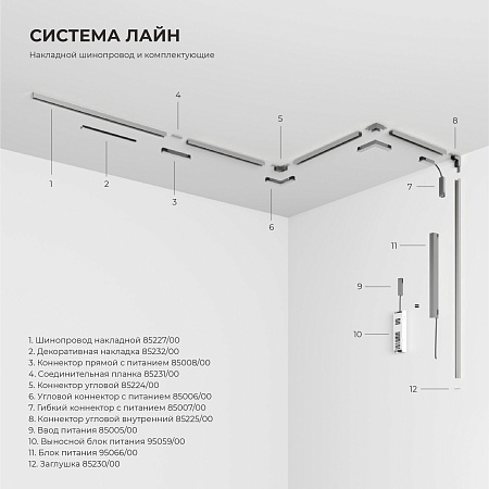 Трековый светильник 12W 3000K никель 85526/01 система Лайн 85526/01 Elektrostandard - фото
