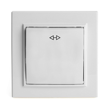 Переключатель перекрестный 1-клавишный STEKKER  PSW10-9009-01, 250В, 10А, серия Эрна, белый - фото