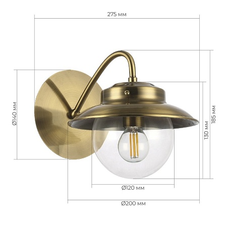 Светильник настенный Античная бронза/Прозрачный E14 1*40W SLE110101-01 - фото