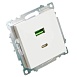 Розетка USB 2-местная + type C (механизм), STEKKER GLS10-7116-01, 250В, 3А, max 20W, серия Катрин, белый - фото