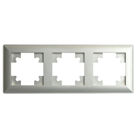 Рамка STEKKER, PFR00-7003-03 3-местная, пластик, серия Катрин, серебро - фото