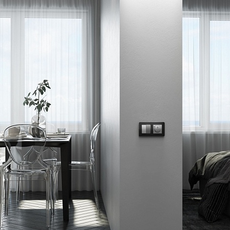 Перекрестный переключатель двухклавишный серебряный W1123008 - фото