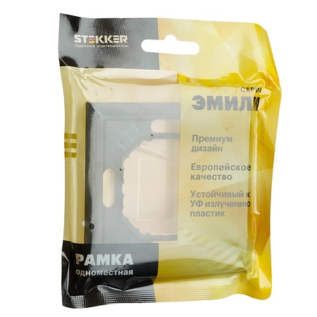 Рамка STEKKER, PFR00-5001-05 1-местная, серия Эмили, черный уголь, soft touch - фото