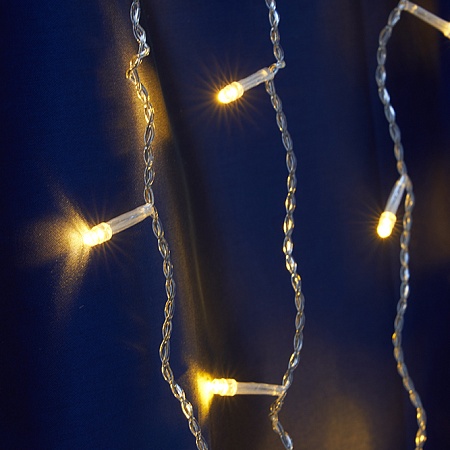 Светодиодная гирлянда Feron CL20 занавес 2*2м  + 3м желтый статичная, c питанием от сети 230V, белый шнур - фото