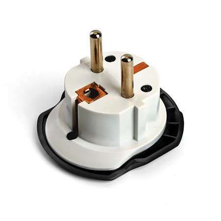 Адаптер-переходник для евровилки с/з, ультраплоский, STEKKER ADP16-06-20, 250В, 16A, IP20, серый/белый - фото