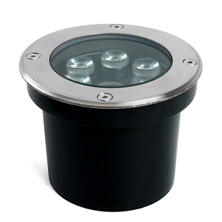 Светодиодный светильник тротуарный (грунтовый) Feron SP2802, 6W, AC/DC12-24V, низковольтный, 4000К, металлик, D120*H90mm, вн.диаметр: 90m, IP67 - фото