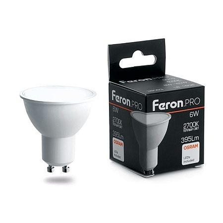 Лампа светодиодная Feron.PRO LB-1606 GU10 6W 175-265V 2700K - фото