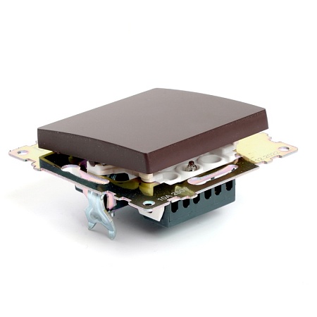 Выключатель 1-клавишный (механизм), STEKKER GLS10-7103-04, 250V, 10А, серия Катрин, шоколад - фото