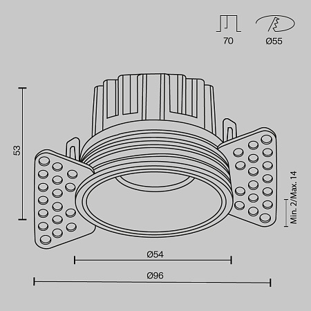 Встраиваемый светильник Technical Round DL058-7W3K-TRS-B - фото