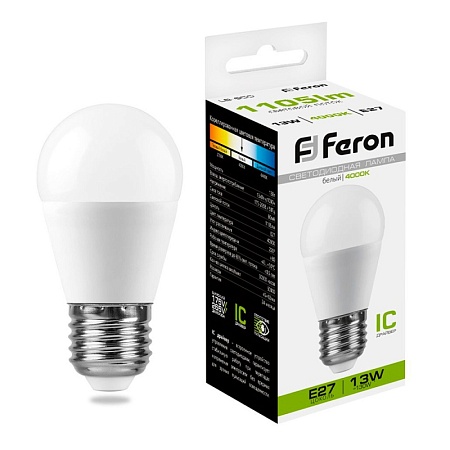 Лампа светодиодная Feron LB-950 Шарик E27 13W 175-265V 4000K - фото