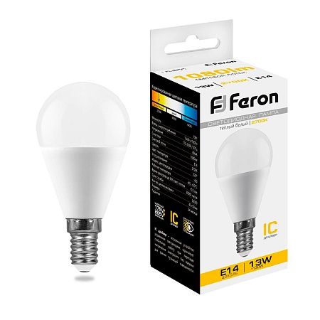 Лампа светодиодная Feron LB-950 Шарик E14 13W 175-265V 2700K - фото