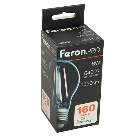 Лампа светодиодная Feron.PRO LB-1108 Шар E27 1320LM 8W 175-265V 6400K - фото