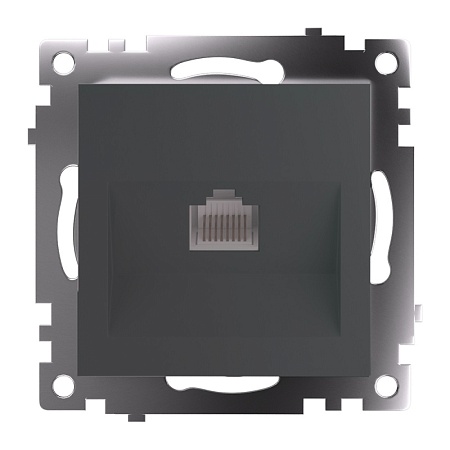 Розетка компьютерная 1-местная RJ-45 (механизм), серия Катрин, графит, GLS00-7107-06 - фото