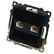 Розетка компьютерная 2-местная RJ-45 (механизм) ,STEKKER ,GLS00-7109-05, серия Катрин, черный - фото
