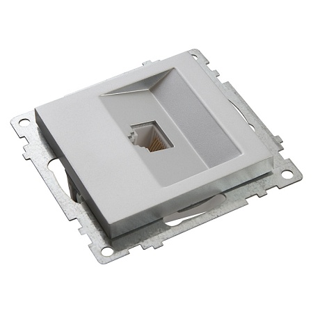 Розетка компьютерная 1-местная RJ-45 (механизм), STEKKER GLS00-7107-03, серия Катрин, серебро - фото