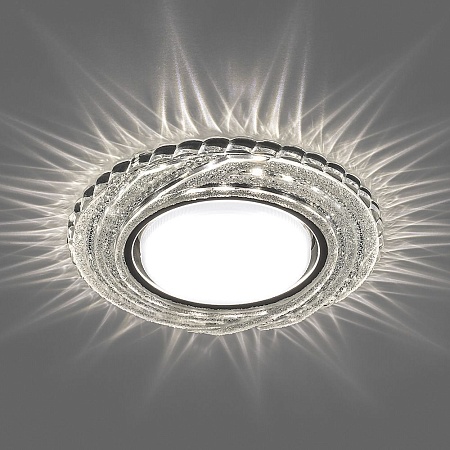 Светильник встраиваемый с белой LED подсветкой Feron CD4037 потолочный GX53 без лампы, прозрачный, хром - фото