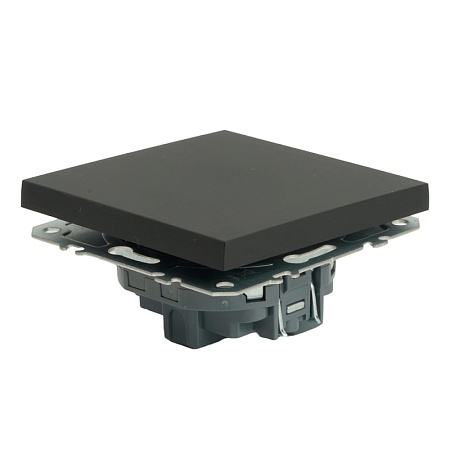 Выключатель 1-клавишный (механизм), STEKKER, 250В, 10А, серия Эмили, RSW10-5103-05, черный уголь, soft touch - фото