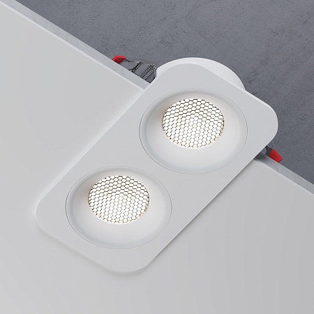 Светильник встраиваемый светодиодный с антибликовой решеткой Tetro 20W 4000K белый IP44 15277/LED Elektrostandard - фото