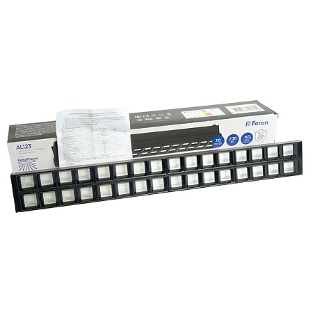 Светодиодный светильник Feron AL123 трековый однофазный на шинопровод 2*30W 4000K 60 градусов черный - фото