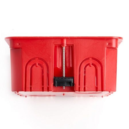 Коробка монтажная для полых стен, с пластиковыми зажимами, с крышкой, 120*92*45мм STEKKER EBX30-02-1-20-120, красный - фото