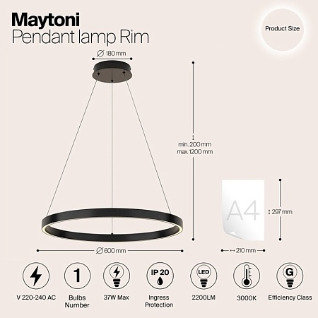 Подвесной светильник Maytoni Rim MOD058PL-L32B3K - фото