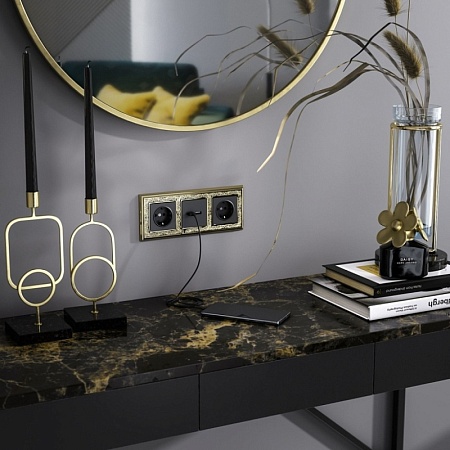 Розетка USB тип A+С черный матовый W1171808 - фото