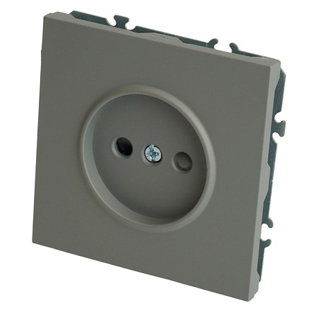 Розетка 1-местная с защитной шторкой (механизм), STEKKER, б/з, 250В, 16А, серия Эмили, RST16-5109-10, платиново-серый, soft touch - фото