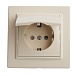 Розетка 1-местная с/з с крышкой, STEKKER, PST16-9012-02, 250В,16А с защитной шторкой, серия Эрна, слоновая кость - фото