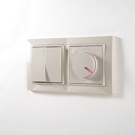 Выключатель двухклавишный проходной слоновая кость WL03-SW-2G-2W-ivory - фото