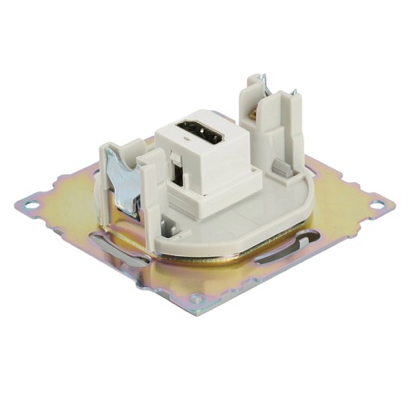 Розетка HDMI 2.1, Type A (механизм), STEKKER GLS00-7118-03, серия Катрин, серебро - фото