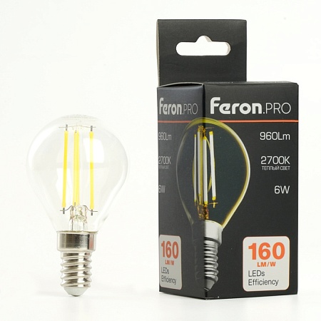 Лампа светодиодная Feron.PRO LB-1706 Шарик E14 960LM 6W 175-265V 2700K - фото