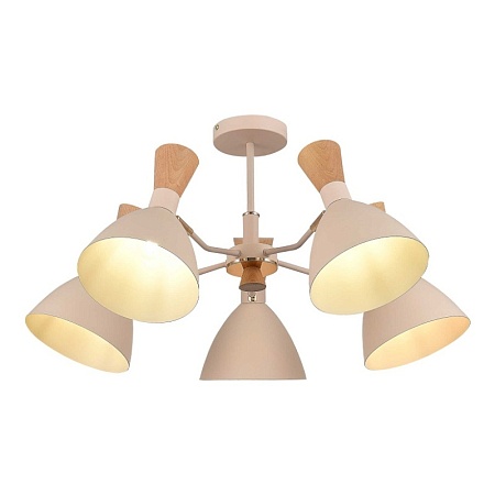 Светильник потолочный Бежевый/Бежевый, Светлое дерево, Золотистый E14 5*40W SLE1256-502-05 - фото