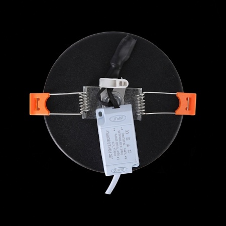 Светильник встраиваемый Черный LED 1*6W 3000K 468Lm Ra>80 120° IP20 D110xH20 170-240V ST104.402.06 - фото