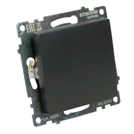 Переключатель перекрестный 1-клавишный (механизм), STEKKER GLS10-7110-05, 250V, 10А, серия Катрин, черный - фото